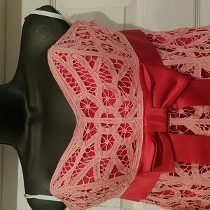 NWT Vintage Betsey Johnson Peach Embroidered Cotton & Silk Strapless Sz 6 Dress